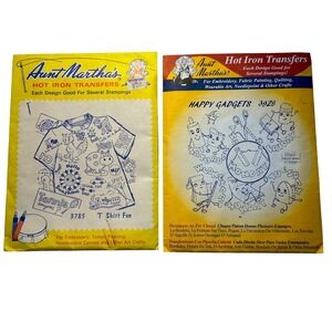 Aunt Marthas Hot Iron Transfers #3929 Happy Gadgets/#3785 T Shirt Fun NOS
